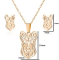 Conjunto de joyas de bulldog francés dorado con medidas del colgante y los pendientes - Bulldog Francés / Dorado