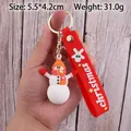 Cute PVC snowman keychain with orange hat and red strap for Christmas gift - Christmas Snowman-10