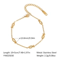 18K gold plated stainless steel bracelet with a fish pendant and size measurements - Fish Charm Bracelet (YYA025030)