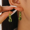 Three-tier emerald green crystal drop earrings with golden hooks for women - Three-layer Emerald Green Hook Style (S499)
