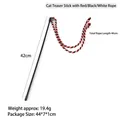 Cat wand toy with a 46cm red, black, and white braided cotton rope on a 42cm wand - Red Double Cotton Rope (B37409)