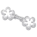 Detail of silver flower jewelry clasp with cubic zirconia pave for DIY bracelets - VK271 Platinum Double Petal Clasp