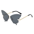 Frameless butterfly sunglasses with grey gradient lenses and golden metal textured temples - Gold Frame Gray Lens C1