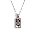 Tarot Wheel of Fortune pendant necklace in silver finish with colorful enamel and crystals - Steel-The Wheel