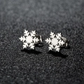 Minimalist silver snowflake stud earrings in polished stainless steel for winter - Snowflake / Steel