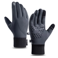 Deep grey winter cycling gloves with touchscreen tips and anti-slip silicone palm - M / Gray