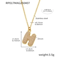 18k gold plated stainless steel necklace with letter H pendant and zircon inlays - Rp017-h Letter Gold Necklace 40+5cm