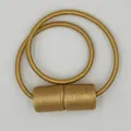 Golden magnetic curtain tieback with woven rope and cylindrical metal magnetic buckles - Gold