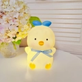 Cute yellow chick night light in soft silicone with blue bow tie for kids' room - Big Meow Chick - White - Blue