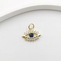 Golden Evil Eye pendant with central blue stone and clear zircon accents - Gold Blue Zircon Eye BN0199
