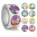 Roll of cartoon Easter bunny and colorful egg stickers with a 2.5cm diameter size - Bunny and Carrot Series (K-191) / 500 Pieces/Pack (Diameter 2.5cm)