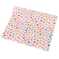Detail shot of gift wrapping paper featuring colorful hand-drawn heart patterns - Colorful Heart Style