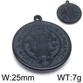 Pendentif médaille Saint Benoît en acier titane noir avec une largeur de 25mm - Noir (KLJ5922-Z)