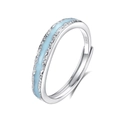 Verstellbarer Ring aus S925 Sterlingsilber mit hellblauem Emaille und funkelndem Zirkon - Einstellbar Offen / FDJZ-369-Herren