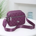 Durable purple oxford cloth multi-compartment crossbody bag with adjustable strap for women - Purple