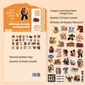 30pcs waterproof Korean style stickers set featuring cute cats, dogs and desserts - XCC009 Sweet Warm Orange - 30 Sheets/Pack