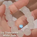Exquisite beaded bracelet in icy translucent white jade color for a minimalist elegant look - S070-12mm Bracelet [icy White] Glass Material #sz558