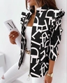 Close-up of ruffled shoulder detail and letter print on this women's zip-up jacket - S / Black Letter