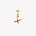 Gold-plated stainless steel cross pendant with white pearls and a lobster clasp - Letter X