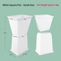 Square white flower bouquet cylinder vase in 24cm height for floral arrangements - Square Base White (Small)