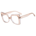 Chic oversized square cat eye blue light blocking glasses in transparent champagne - Light Tea Frame (Transparent Tea)
