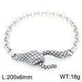 Pulsera de cadena de perlas con hebilla de serpiente retro en plata, longitud 200mm para hombres - Cadena en O Plateada (KB203294-Z)