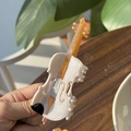 Pince à cheveux violon en acétate coloris ivoire et ambre finition brillante - Violon Blanc