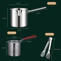 3-piece 304 stainless steel deep fryer set with fine mesh strainer and food tongs - Fryer Pot + Basket + Tongs