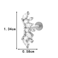 Silver starburst chain ear stud in titanium and copper with clear zircon stones - Crown Cluster Style (0195-3#) / Silver