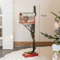 75cm Santa Mail metal mailbox decor with pine needles, red berries and warm LED lights - Height 75cm / With LED Lights / Iron Mailbox - Silver Style