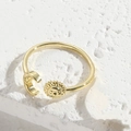 Adjustable gold sun and moon open ring featuring a polished celestial motif - Sun and Moon Style - 14K Gold Plated / Gold