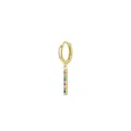 S925 sterling silver gold hoop earring with a long colorful rainbow zircon pendant - Rainbow Bar Ear Buckle Gold (RHE880G)