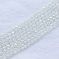 Macro detail of faceted milky white strawberry teardrop beads for DIY jewelry making - 4*5mm (Approx 95pcs/strand) / White Jade AB