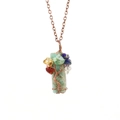 Detail of tree of life pendant with colorful natural stones on amazonite base - Antique Copper + Amazonite