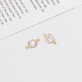Golden copper connector with round cubic zirconia for DIY jewelry making earrings - 01# Small Round Double Loop (6*12mm)
