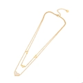 Double-layered gold stainless steel necklace with four heart pendants and white shell inlay - Heart Double Layer Layered Necklace (4#项链)