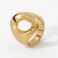 Minimalistischer vergoldeter Edelstahlring mit unregelmäßigem Hohlwellendesign - US 9 / Unregelmäßiger Hohlstil (Goldring KD629)