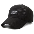 Ademende zwarte lasergesneden sport baseballpet met Fashion China Sport-logo - Verstelbaar / Zwart