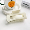 Creamy beige matte hollow rectangle hair claw clip for elegant women hairstyles - 10.5cm / White
