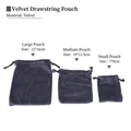 Three sizes of grey-purple velvet drawstring jewelry pouches for storage and gift packaging - Drawstring Style / 7*9cm / Gray