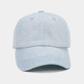 Detailed view of light blue denim baseball cap showing fine twill fabric and stitching - Adjustable / Light Blue