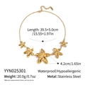 Detail of waterproof stainless steel necklace with gold plumeria flower pendants - Gold Five-Petal Flower Style (YYN025301)