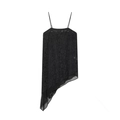 Ärmelloses schwarzes Spitzenoberteil mit Blumenmuster und asymmetrischem Chiffon-Saum - XS / Schwarz