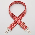 Adjustable red and white geometric diamond pattern bag strap with gold metal hooks - No. 687 Gold Hook