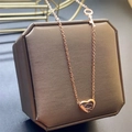 Rose gold heart and key pendant necklace with Eternal Love engraving in black finish - 3D Heart and Key Style (8919) / Rose Gold