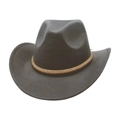 Close-up of a dark gray felt cowboy hat with an elegant golden braided band detail - One Size / Gray