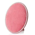 Pink velvet oval earring display stand with white pearl trim for 30 pairs of earrings - Large / Pink Velvet