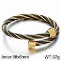 Bracciale a cavo ritorto in acciaio inossidabile nero e oro, design aperto uomo e donna - Tipo A Nero e Oro (KB181310-XY)