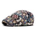 Coppola etnica bohémien con motivo geometrico jacquard colorato e fibbia in metallo - Regolabile / Blu 2