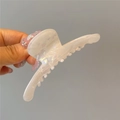 Detail view of large pearlescent white hair claw clip with smooth acetate texture - Bar Shape Claw Clip (Style 9)